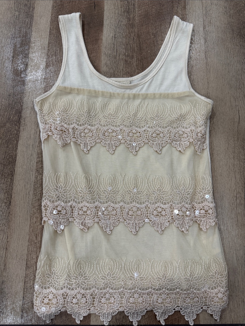 Daytrip Cream Lace Overlay Tank Top